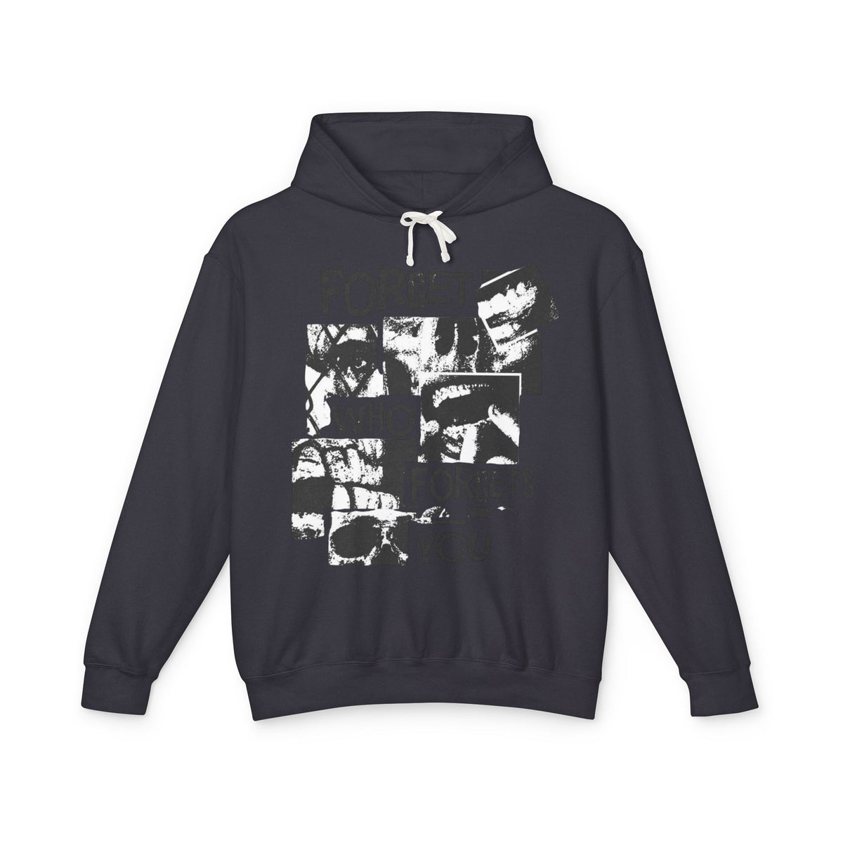Urban Black-and-White Collage Lightweight Hooded Sweatshirt